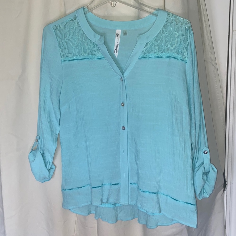 Collection Petite aqua blouse, size PL